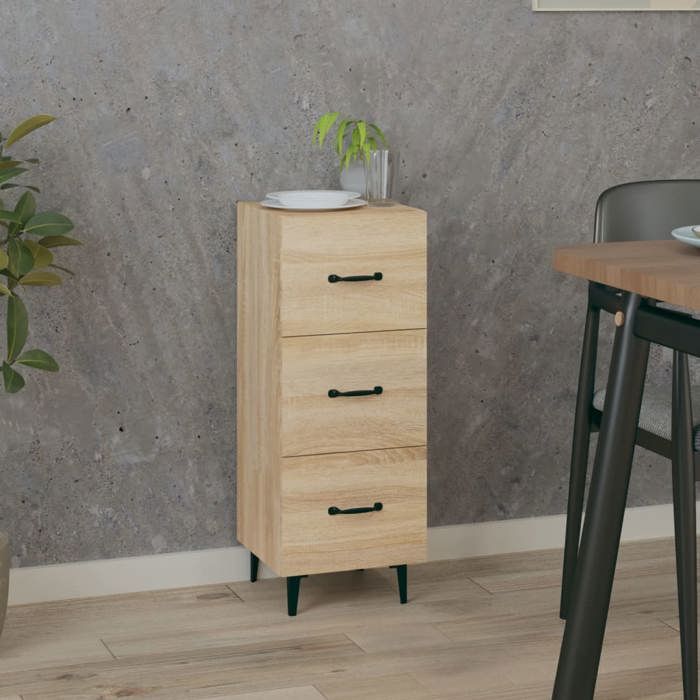 SALE 2025Meuble bas bahut vaisselier - Buffet - Chêne sonoma - 34 5x34x90 cm - bois dingénierie 20 Kg 9002