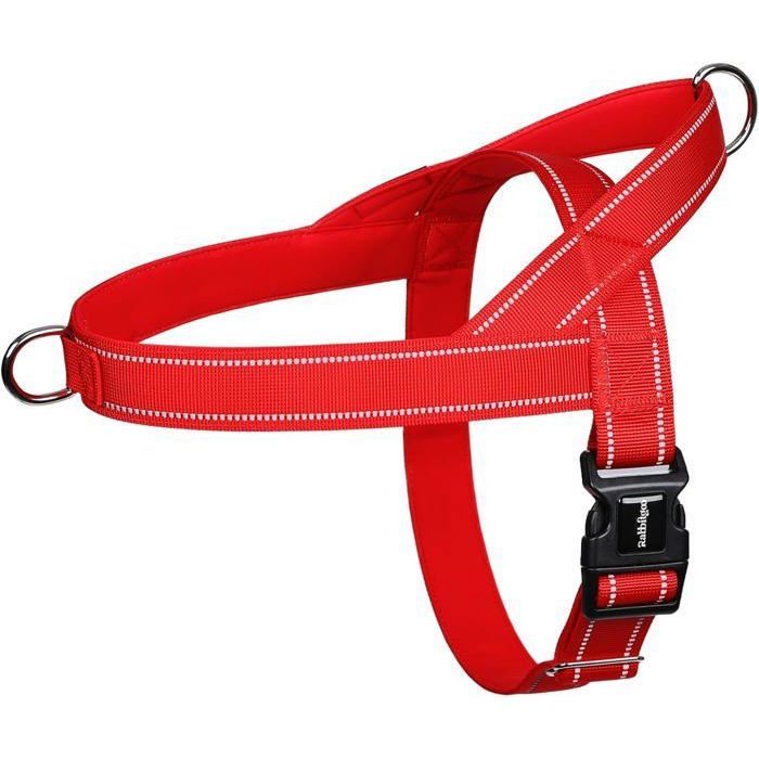 Comparer les prix de rabbitgoo Harnais Chien Anti Traction Arnet pour Chien Facile à Mettre Harnais Réfléchissant Réglable avec Attache Devant L Rouge