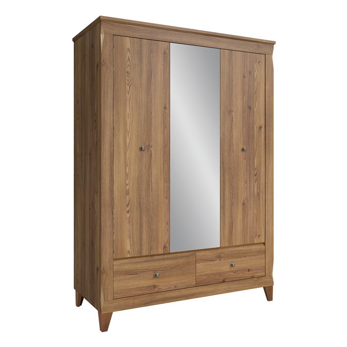 Armoire 3 portes 2 tiroirs Petits-meubles - Raya - 144 x 63 x 202cm - Bois Armoire 3 portes 2 tiroirs Petits-meubles - Raya - 144 x 63 x 202cm - Bois