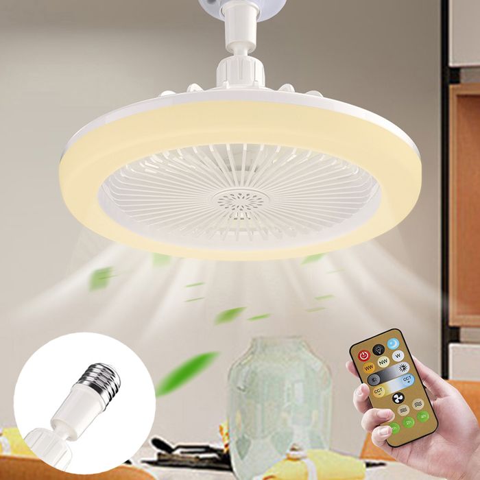 Luminaire Ventilateur Plafonnier de Plafond avec Télécommande Dimmable E27 Lustre Silencieux - Gelb Ø25cm - pour Chambre Salon - Serbasic