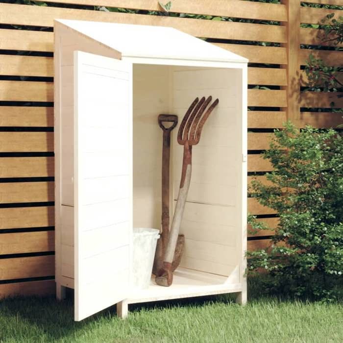 Soldes dété 2025 Remise de jardin - CLOUD - Abri de jardin - Blanc 55x52x112 cm Bois de sapin solide LL342