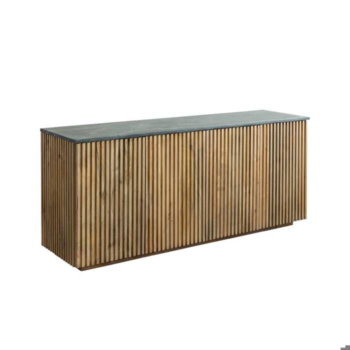 Buffet 4 portes en bois de manguier et marbre Betty