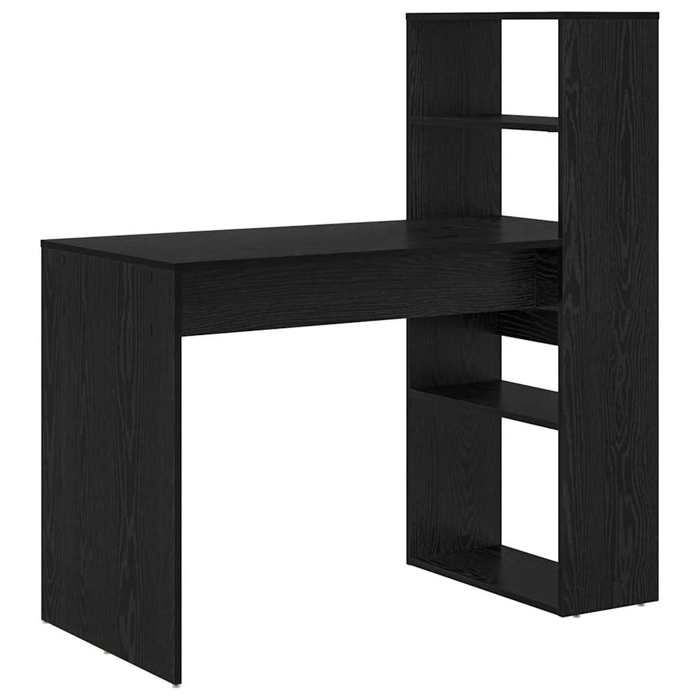 Rabais Bureau - SOLOMON - Bureau à domicile avec rangement chêne noir 113x54x120 cm Bois dingénierie Europ#50777