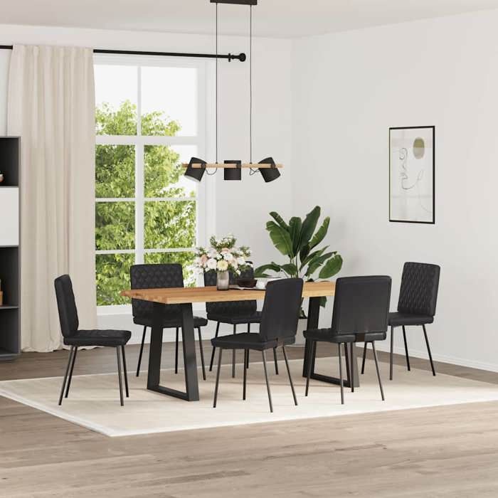 SOLO Chaises de Cuisine et Salon - lot de 6 - pour Chambre et Restaurant - noir similicuir LL406