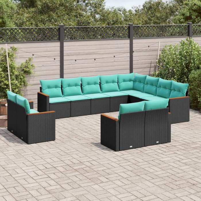 Vidaxl Salon de Jardin avec Coussins 12 pcs / Résine Tressée
