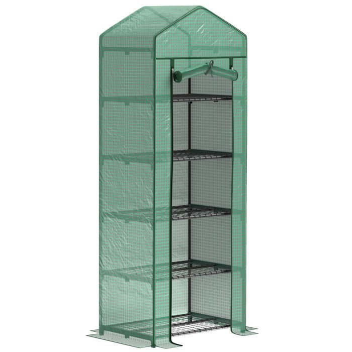 Serre De Jardin Murale 3 Portes HOMASIS – 180x52x190 Cm – Aluminium Et Polycarbonate 4 Mm – 3 étagères Et 2 Lucarnes - 3