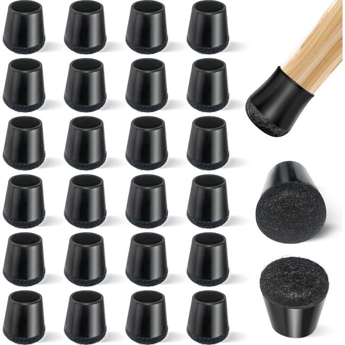 Protège-pieds de chaise - ULISEM - Lot de 24 - Silicone et feutre - Anti-rayures - Silencieux