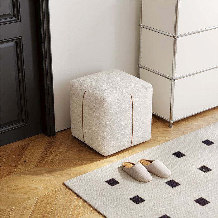 Tabouret cube moderne en tissu bouclé – tabouret de maquillage tabouret de change-chaussures pour entrée ou chambre