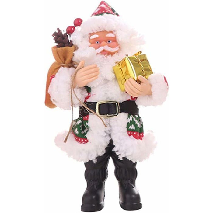 Figurine Père Noël En Peluche Assise - Décoration De Noël Douce Pour Intérieur, étagère, Sapin, Bureau