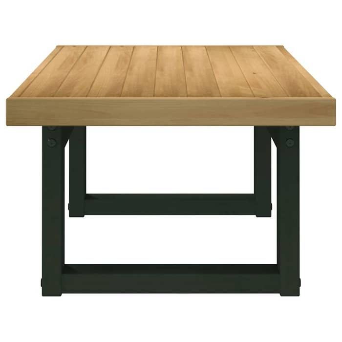 Table basse en bois de pin massif - WIENS - 120x60x40 cm - Pieds en forme de U - Naturel - Noir - Facile à nettoyer