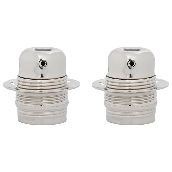 Douille de lampe E27 - vidaXL - Nickel satiné - 59x60 mm - Lot de 2 - Installation facile - Résistant à la rouille