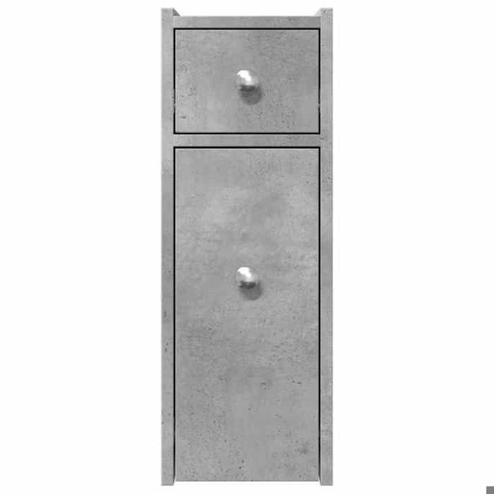 Moderne Armoire de salle de bain étroite BURKE Meuble WC avec roulettes gris béton 21.5x50x60 cm AA1207
