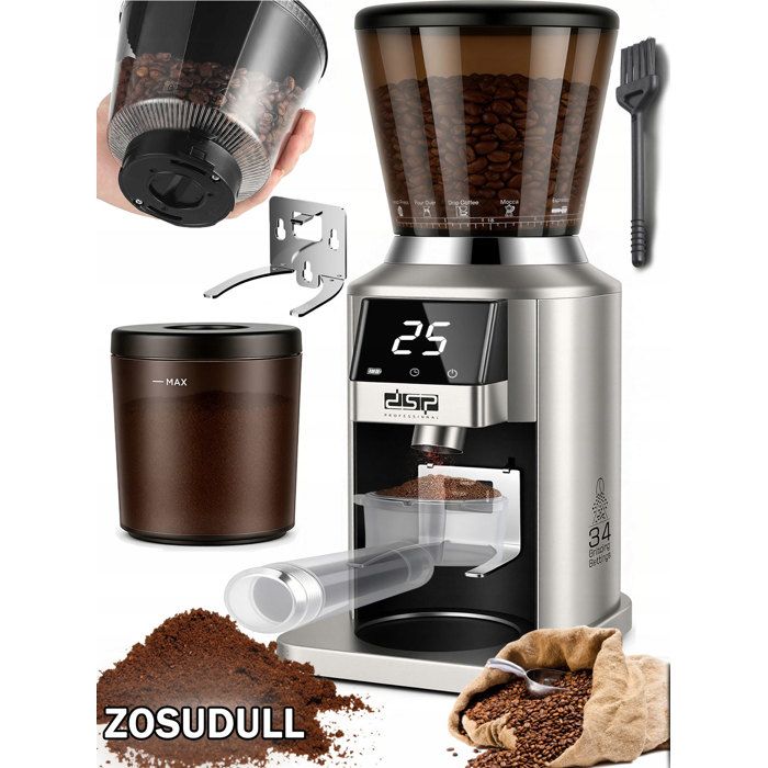ZOSUDULL Moulin à Café ÉlectriqueMoulin à Cône Portable Sans FilÉcran Tactile LED 34 Réglages de Mouture Capacité 300g