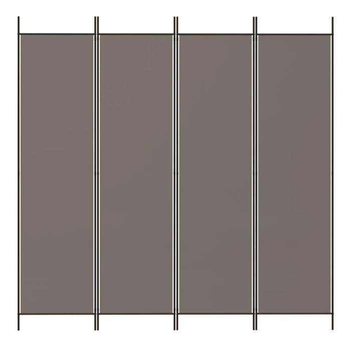 [98068]MEUBLE*TOP - Paravent Interieur/ Cloison de séparation - 4 panneaux Anthracite 200x200 cm TissuPoids:3.77 Kg