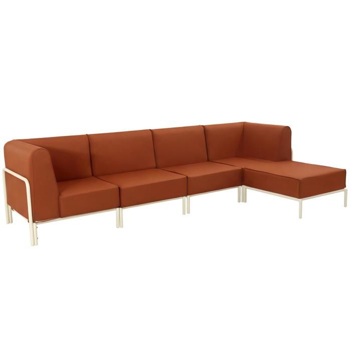 Salon de jardin bas modulable uni 5 places terracotta 288 x 80 cm Patio Oviala