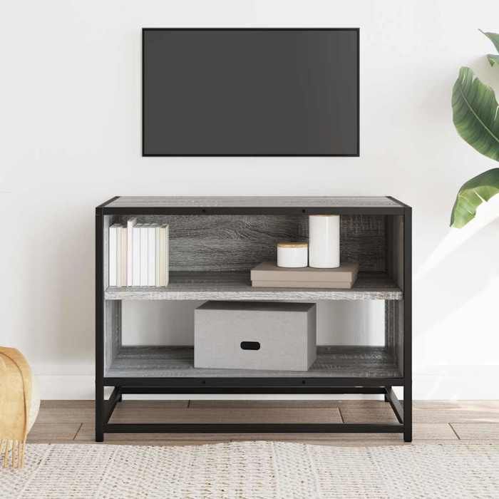 CHIC Gris Meuble TV Moderne - ZENCORE - MEUBLE DE SEJOUR - Cabinet TV - sonoma gris 61x40x46cm - Bois dingénierie et métal 7830
