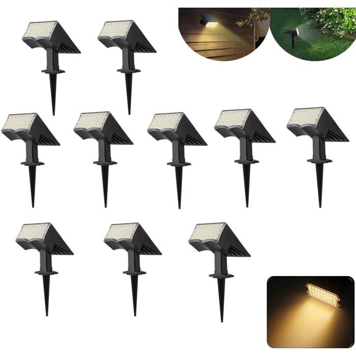 Spot solaire extérieur - Unbrand - 28 LED - Blanc chaud - 800 lumens - Autonomie 8-30 heures - Efficacité solaire 20%