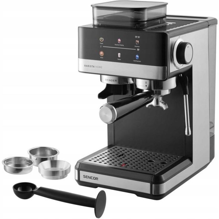 Machine à expresso à broyeur intégré Sencor SES 5000SS - Extraction café froid - Buse vapeur pivotante - 20 bars - Inox