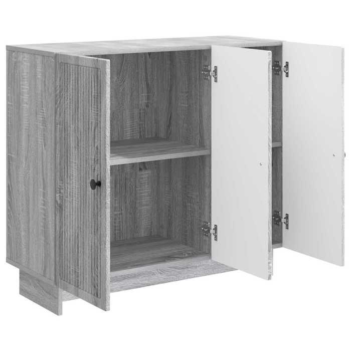 Buffet bahut - vidaXL - bois dingénierie - sonoma gris - 3 portes - avec poignées - 89 x 34 5 x 80 cm 48mkt18k