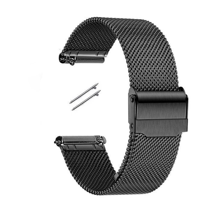 Bracelet de montre en métal 22 mm bracelet de montre connectée en maille fermeture éclair rapide noir pour homme et femme Femeo