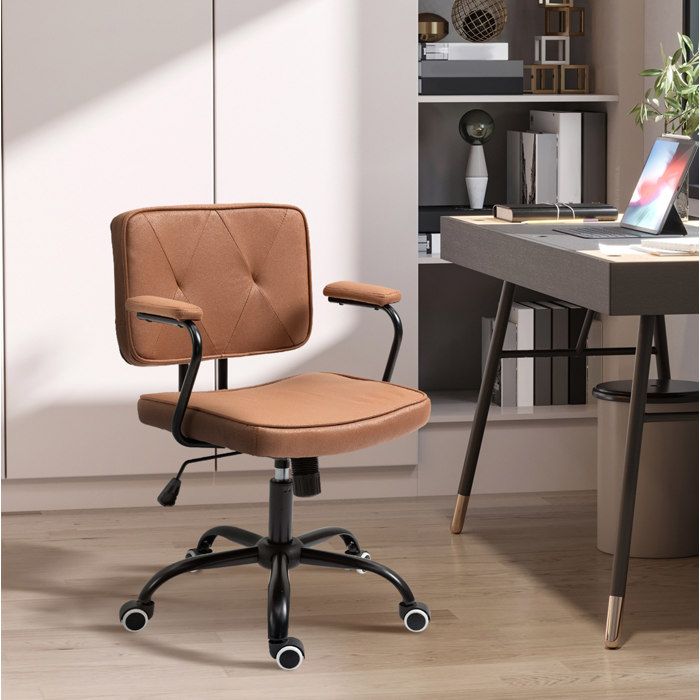 ELVORIN Chaise de bureau rétro réglable 61 x 58 x 82 a 91 cm roulettes 360 degres marron