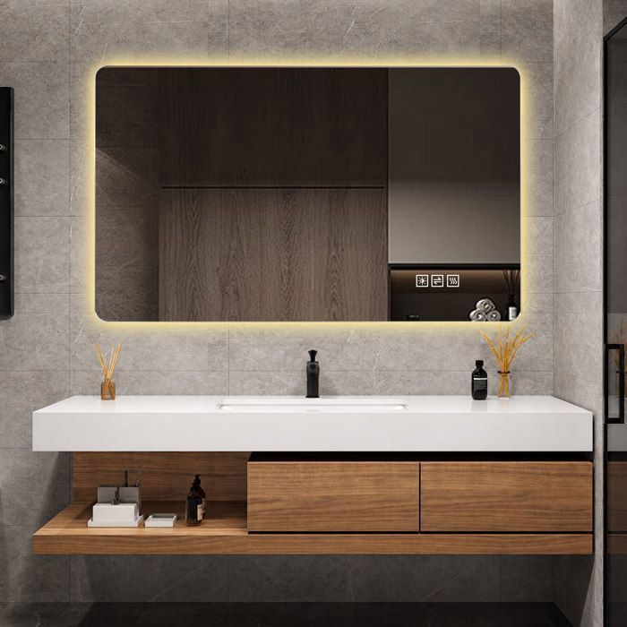 Miroir LED de salle de bain 120 x 60 cm rectangulaire avec éclairage arrière anti-buée IP44 argent