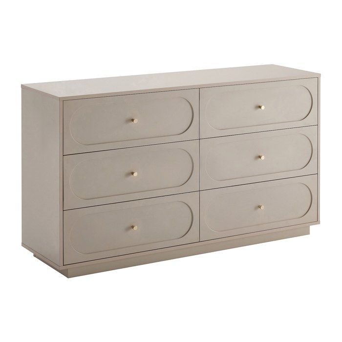 Commode 6 tiroirs - Beige et doré - VALONIRO Commode 6 tiroirs - Beige et doré - VALONIRO