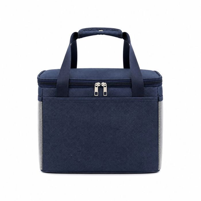 Sac Isotherme Repas - Carré Aluminium Épais - Isolation Triple Couche - pour Bureau École Pique-nique - Bleu Grand Format