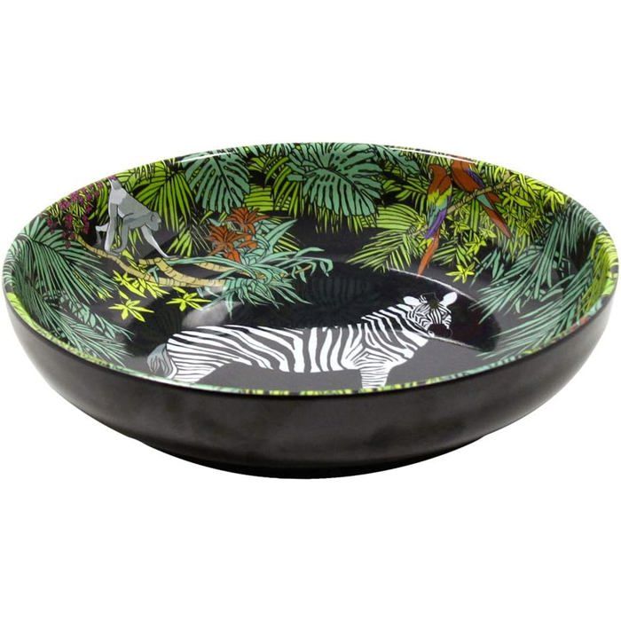 Les Jardins de la Comtesse Assiette Creuse Ø 20 cm Mélamine Pure Noir/Vert Jungle Service de Table