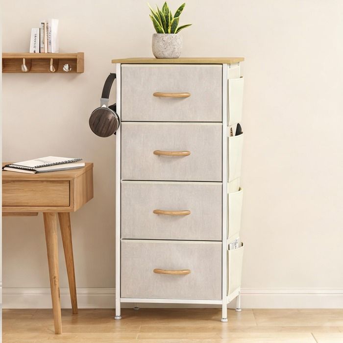 Colonne De Salle De Bain Armoire De Salle De Bain - Storage Cabinets combining avec poches et crochets and Beige Tissu Non Tissé