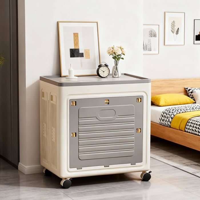 Conteneur rangement plastique pliable 150 L couvercle + roulettes 58×40×61 cm empilable chambre‑école‑bureau