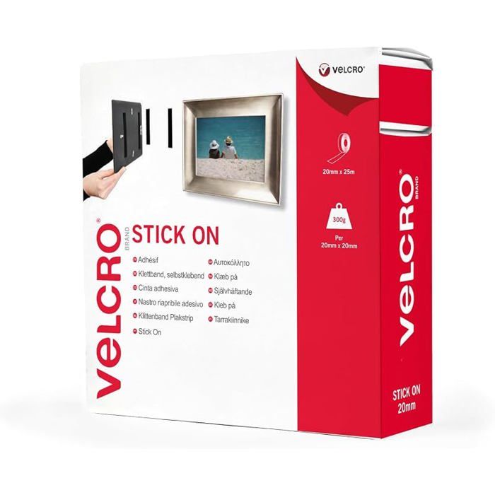 Velcro MarqueRuban Adhésif Auto Agrippant À Crochets Et BouclesQui Se Coupe À Longueur Désirée Parfait 20 mm x 25 m ADHESIF