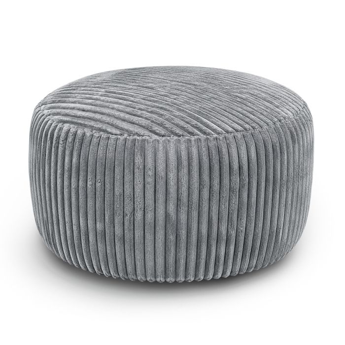 Fauteuil pouf rond en velours côtelé gris clair mousse à mémoire de forme 4FT ou 6FT