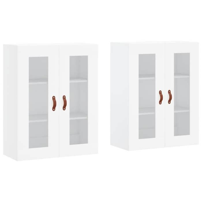 NEW Meuble stockage - vidaxL - Armoires murales 2 pcs blanc - bois dingénierie - Cabinet vaisselier 41340