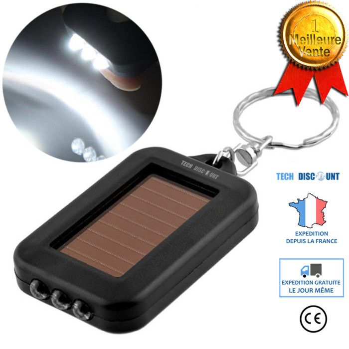 Lampe de poche solaire led puissante rechargeable usb uv porte clé - Vantory - dynamo torche batterie petite lumière forte décharg