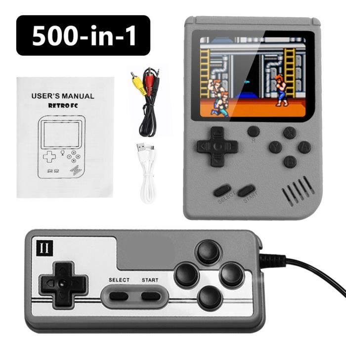 Console Rétro Portable 500 Jeux 8 Bits – Écran 3 Pouces Couleur, Batterie Rechargeable (Vert)