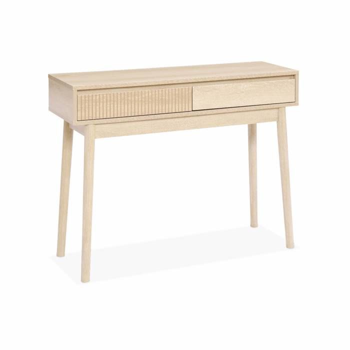 console décor bois 2 tiroirs - linear - sweeek - scandinave - moderne