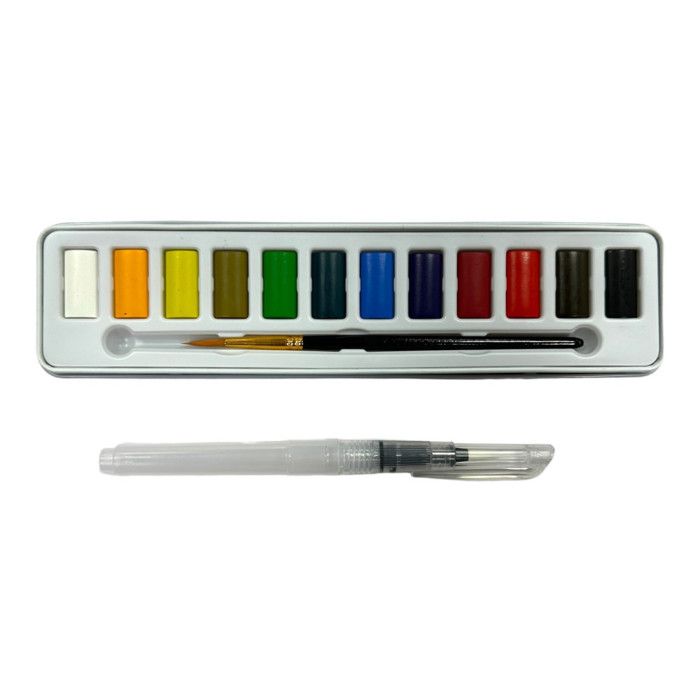 Kit Voyage Aquarelle Funto - 12 Couleurs, Cartes Postales, Pinceau Et Vaporisateur - Pour Adultes