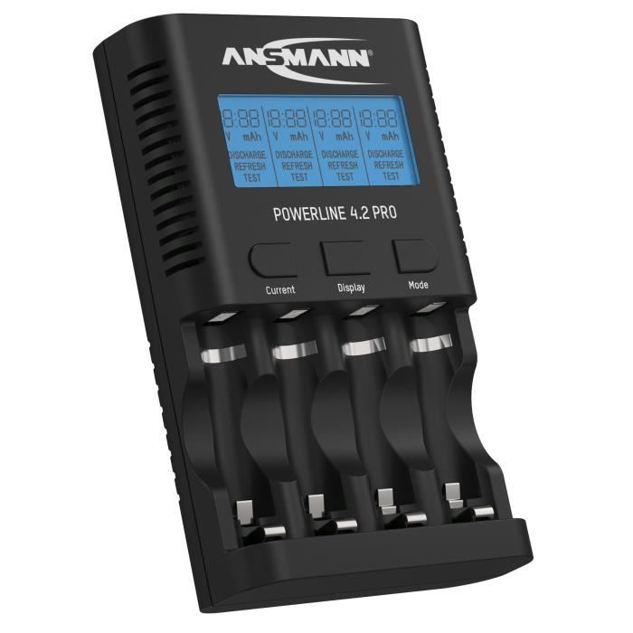 ANSMANN Chargeur de pile pour 4x piles AA - AAA NiMH - chargement, décharge, test, rafraîchissement, recharge rapide + chargeur USB