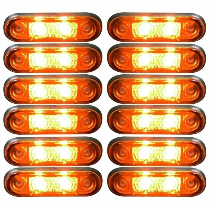 Lot de 10 feux LED 12V 24V de Gabarit Orange Camion Remorque