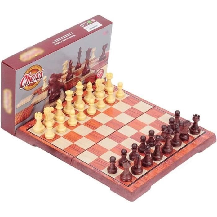 Jeu D'échecs Magnétique 3 En 1 – Échecs + Backgammon + Dames – Pliable Et Portable