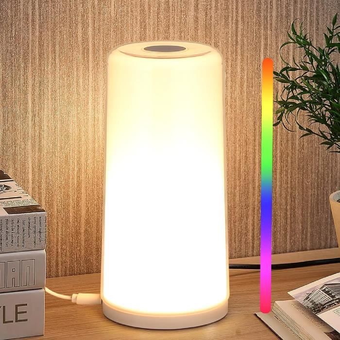 Fitlife Veilleuse LED, Lampe de Chevet, Lampe d'Ambiance de Chambre en  Rotin et Bois, USB Rechargeable