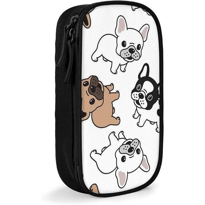 Trousse De Voyage En Toile Avec Zip - Motif Carlins Et Chiens Trop Mignons
