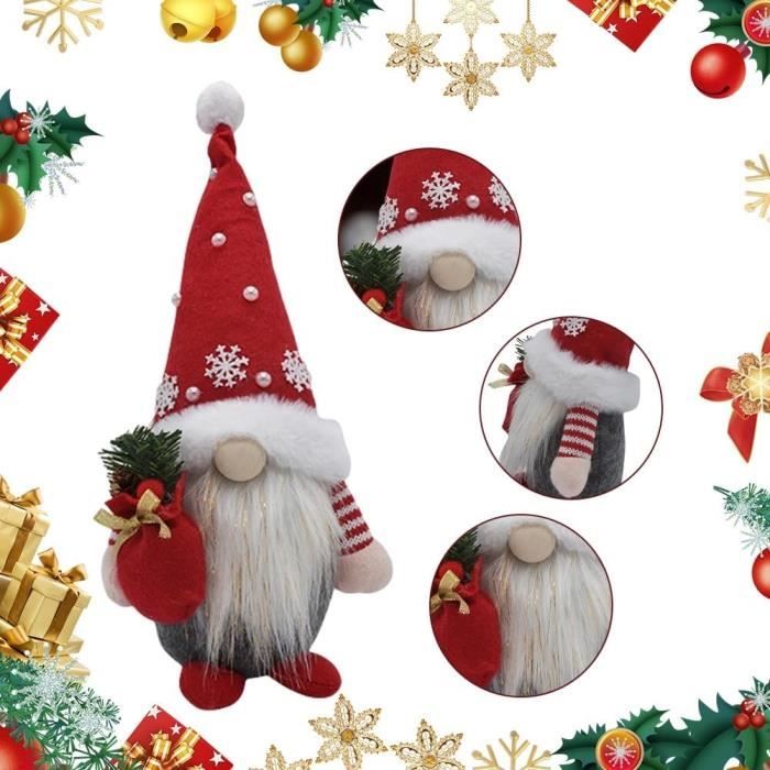 2 Pièces GNOME De Noël Lumineux - Décorations Noël Peluche Rouge Et Vert Avec LED Chaudes Pour Table Et Sapin Gnome Noël Lumineux