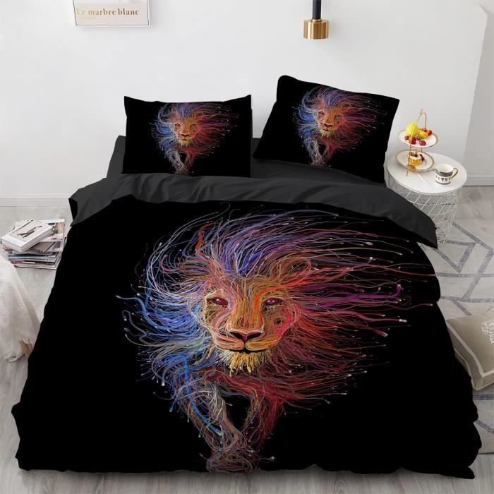 Housses De Couettes Avec Fermeture Éclair 140X200 Cm Lion Housse Couette Ado  Avec 2 Taies D'Oreiller 65X65 Cm Microfibre 3 P[q62694] - Cdiscount Maison