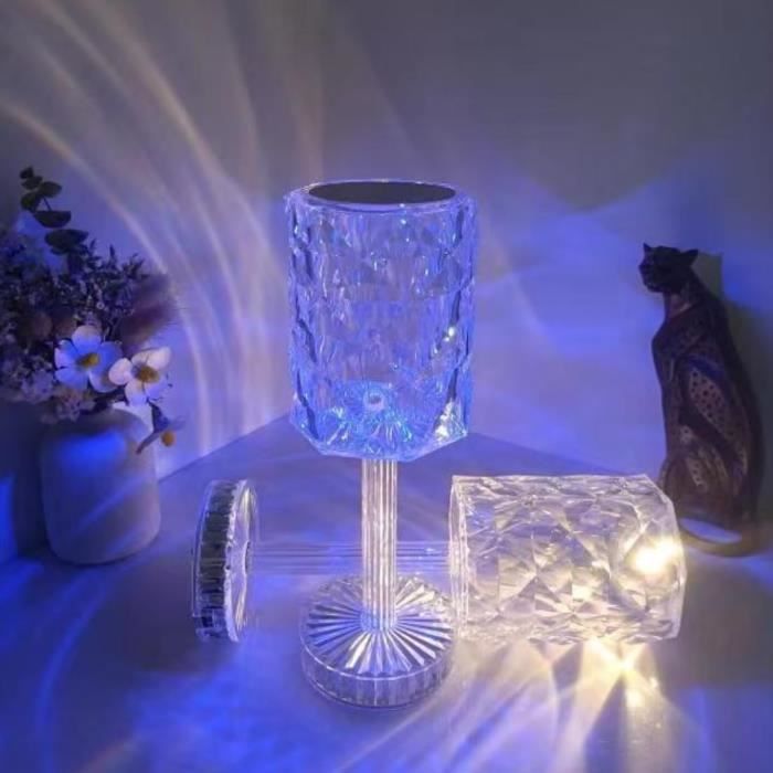 TEMPSA LED Lampe de Chevet en cristal - 3 Modes Capteur Tactile Dimmable -  Lampe A Poser - Cdiscount Maison