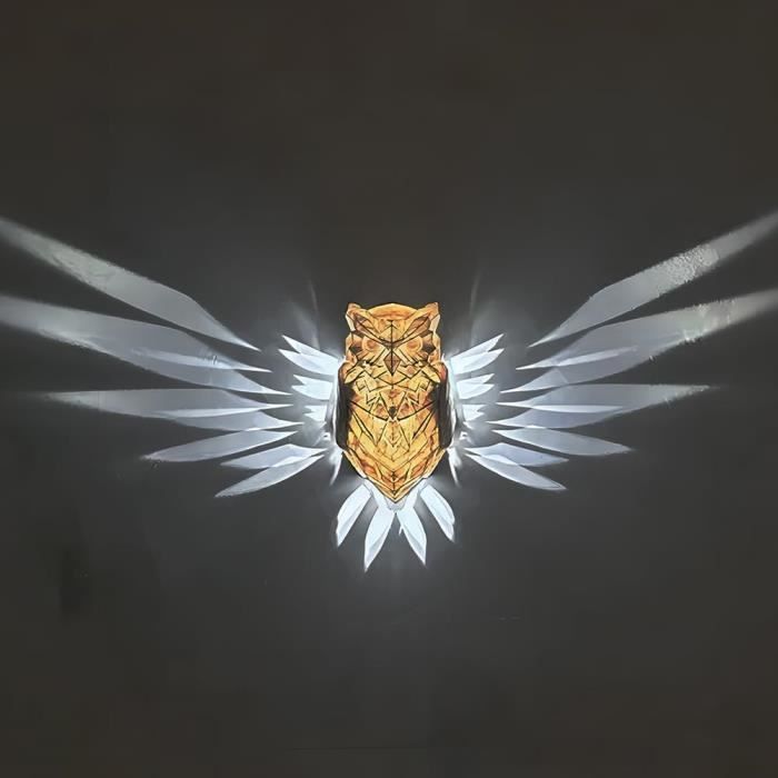 Fockety Applique Murale LED Animaux 3D, Lampe Hibou Exquise à Lumière Douce Appliques Murales LED En Résine Applique Animaux Pour Chambre à Coucher, Bureau Salon Escalier Couloir Cuisine