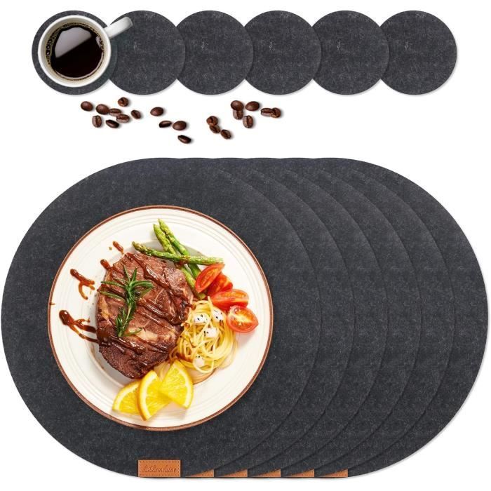 6 Sets De Table En Simili Cuir – Lavables, Imperméables, Réversibles (orange, Ovale) - 9