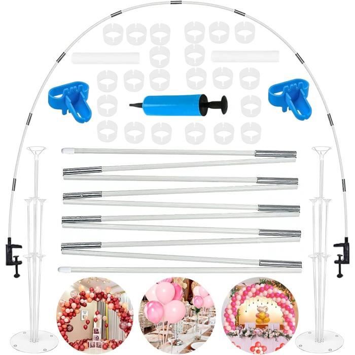 Kit De 4 Pompes Manuelles Pour Ballon – Réutilisable, Avec 2 Noueuses, 2 Chaînes, 2 Distribueurs Et 5 Clips Fleurs – Pour Fêtes, Anniversaires, Mariages