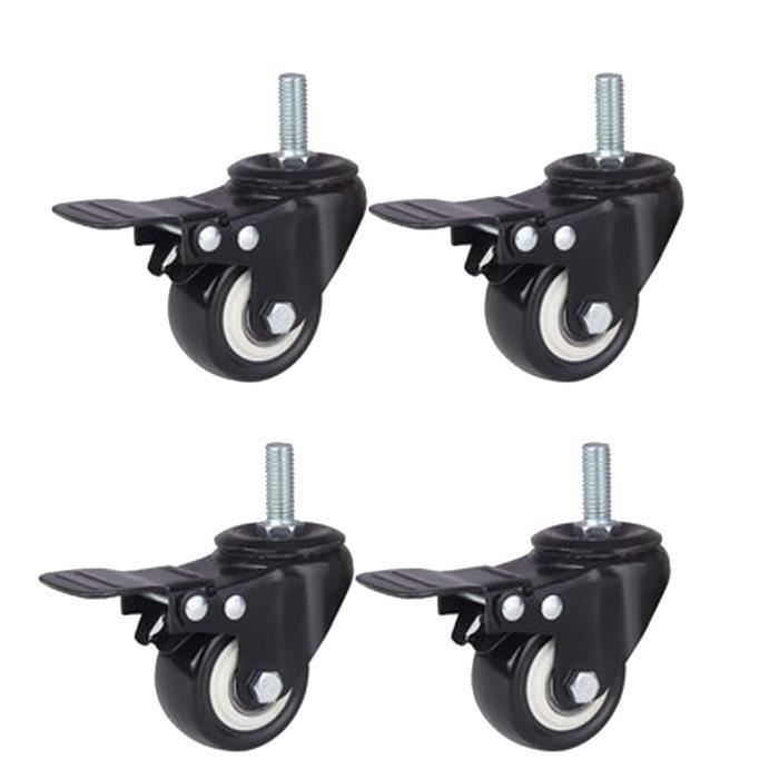 Roulettes Polyuréthane WeFoonLo - Lot De 4, Tige Filetée M10, Frein Verrouillable, 360° Pivotantes Pour Meubles Et Chariots